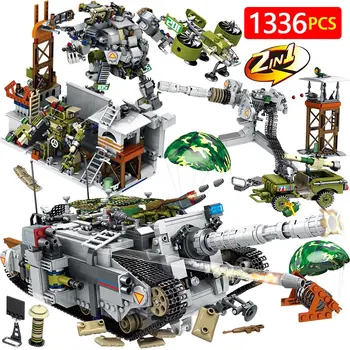 

1366PCS Military Tiger Heavy Destroyer Tank Building Blocks compatible Technic city WW2 Figure Bricks Kits Toys for Boys