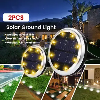 

2pcs 8 LED Upgrade Solar Ground Light Solar Power Buried Light Under Ground Lamp Outdoor Path Way Garden Decking