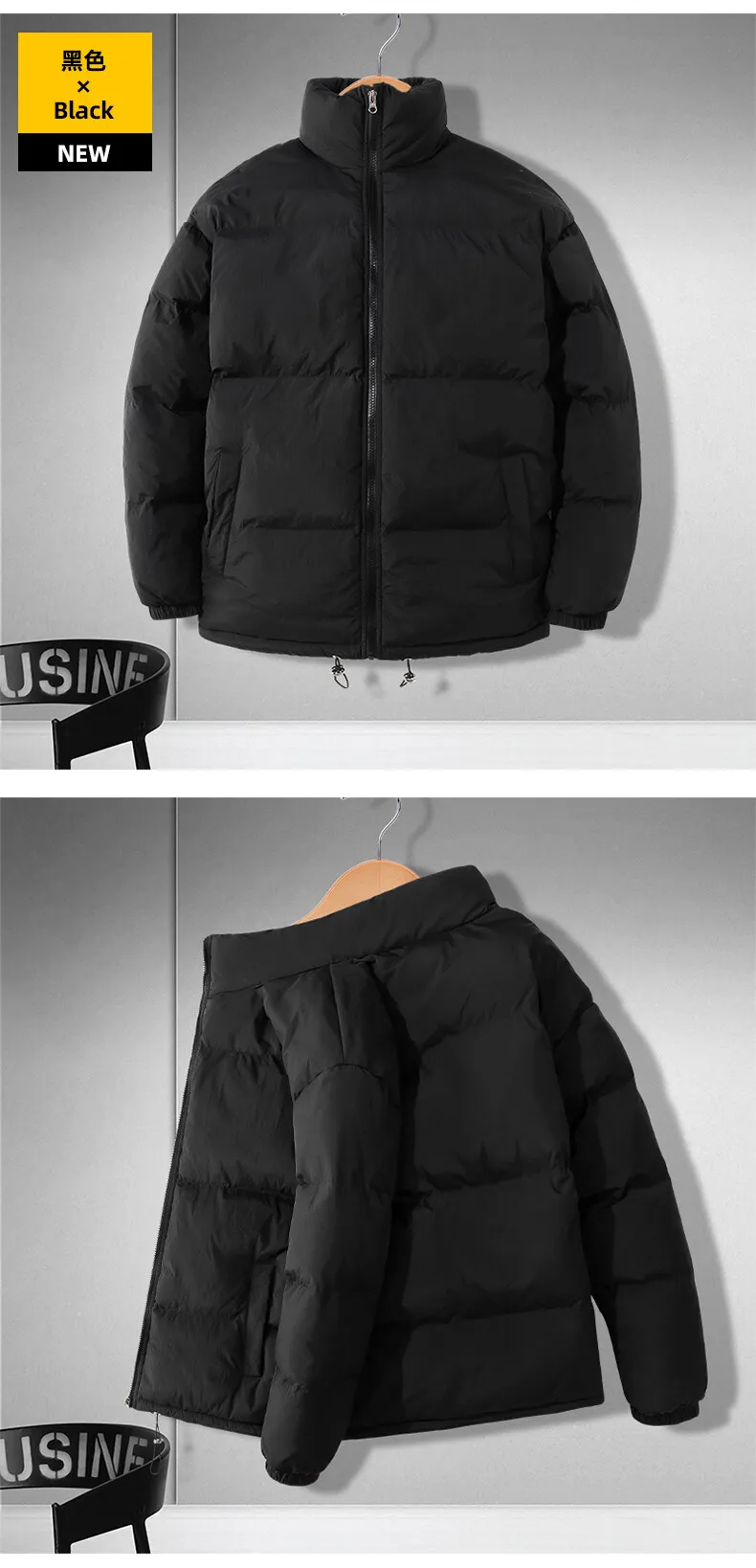 HAWAIFISH Warm Thick Men Women Parkas Oversized Casual Coat Hip Hop Streetwear Harajuku Fashion Coat 2XL Black 2021 black parka coat