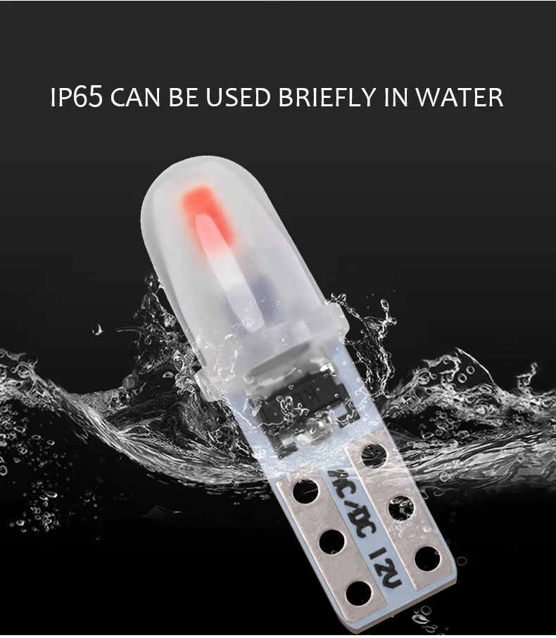 10Pcs T5 W3W W1.2W LED Auto Car Dashboard Light 3014 2-SMD Reading Instrument Panel Lamp No Polarity Bulb White Amber 12V DC