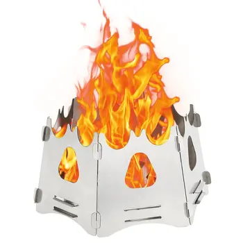 

Hexagon Camping Wood Stove Portable Folding Lightweight Wood Burning Backpacking Stove for Outdoor Survival Cooking Picnic