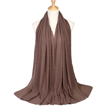 

10pcs/lot women solider color Big size bubble chiffon scarf pearls pleat crumple shawls hijab scarf 21 color scarves/scarf