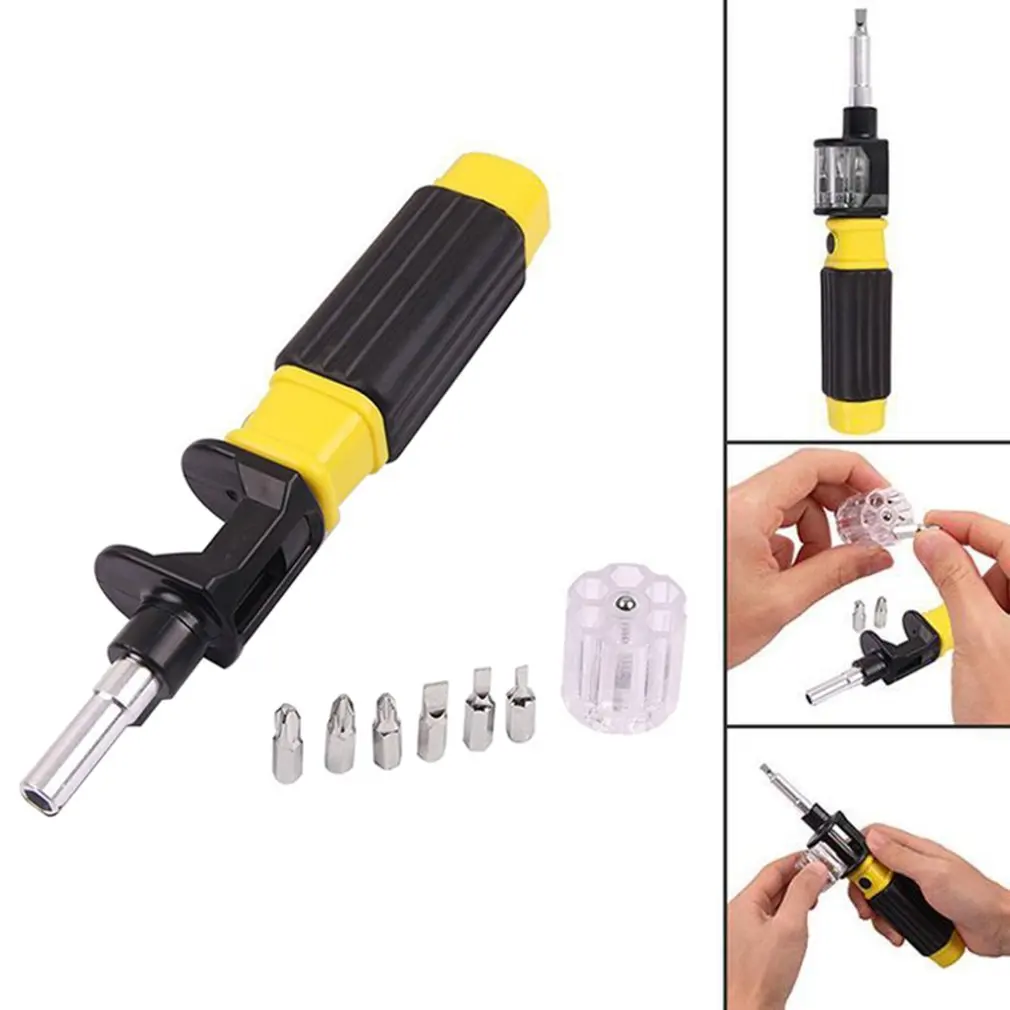 

Magnetized Bits Screwdriver That Changes Bits Quickly And Easily With A Twist 6-in-1 Multi-function Rotary Screwdriver