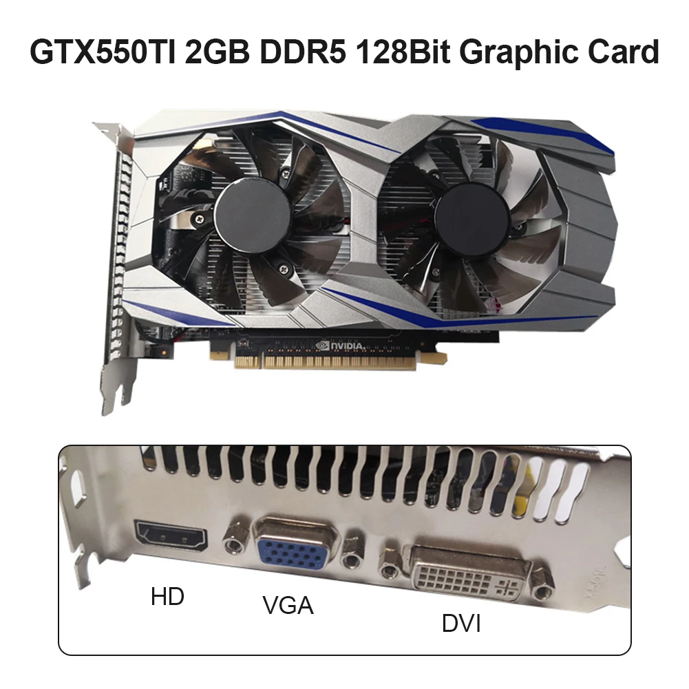 gpu pc GTX550TI Graphics Cards 2GB 128Bit DDR5 NVIDIA HDMI-Compatible VGA Gaming Video Card with Dual Cooling Fans For Desktop Computer gpu computer