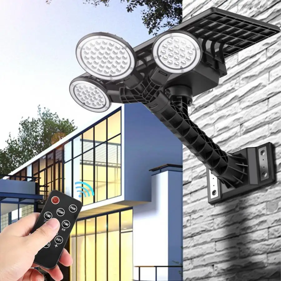 

12W LED Solar Powered Street Light 75LED Ultra Long Distance Remote Control Ourdoors Solar Sensor Light