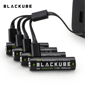 

BLACKUBE free shipping AA 1500mAh 1.5 V 1.5A batteries Voltage protection USB rechargeable lithium battery