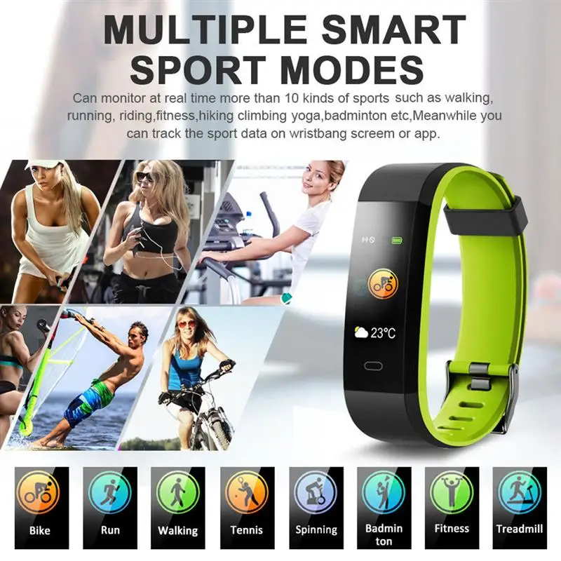 Color Screen Smart Bracelet Heart Rate Monitor Fitness Tracker Watch Band Pedometer Remote Camera Weather Bluetooth Wristband