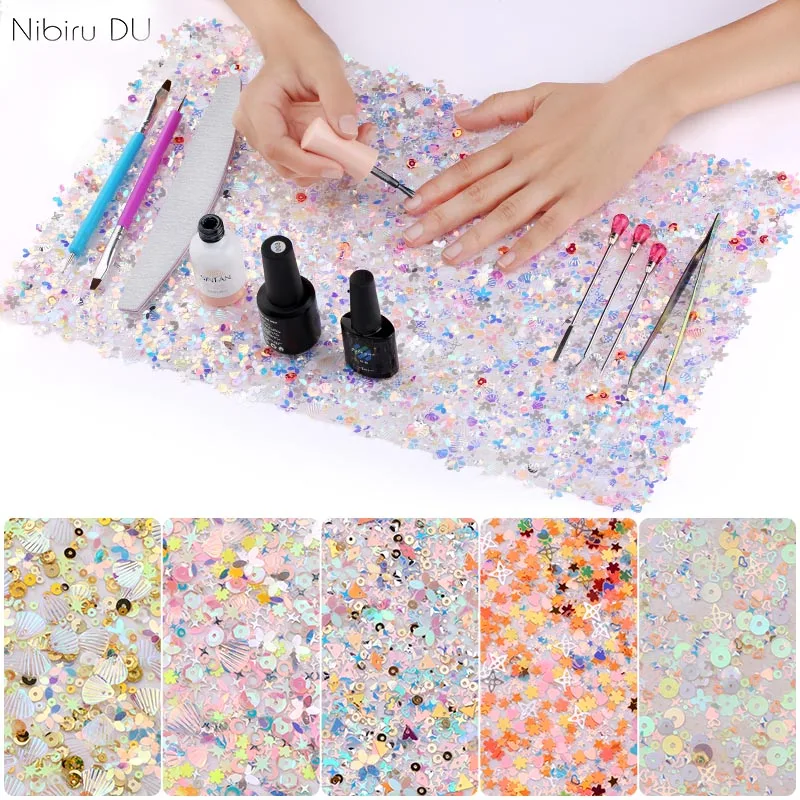 

1Pcs Hand Pillow Nail Art Mat Pad Glitter Flower Salon Practice Cushion Foldable Hand Rest Manicure Tool