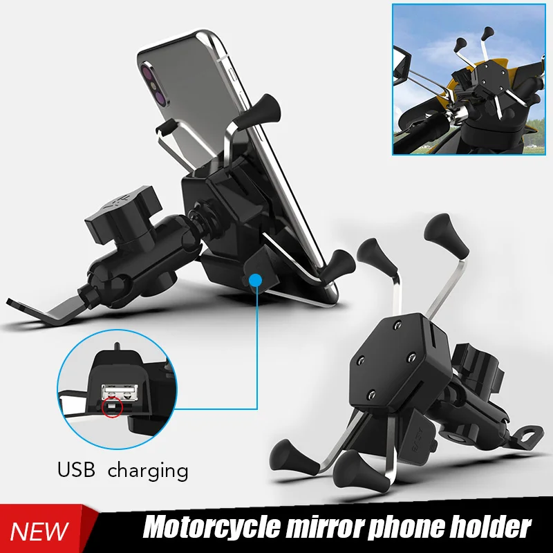 

Bicycle Mobile Phone Holder Accessories Stand Support Moto GPS 3.6-6 Inch Cell Phone Mount Holder With USB Charger GPS bracker