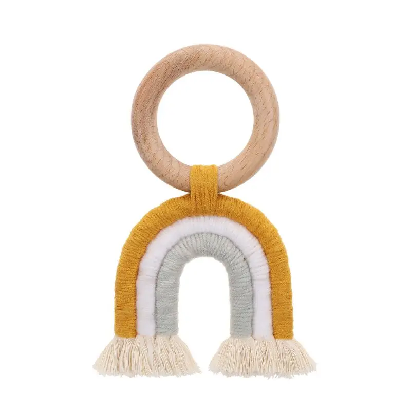 OOTDTY детский Прорезыватель для зубов Радужный деревянный Boho детский Прорезыватель для зубов коляска игрушки подарок для душа детский Прорезыватель