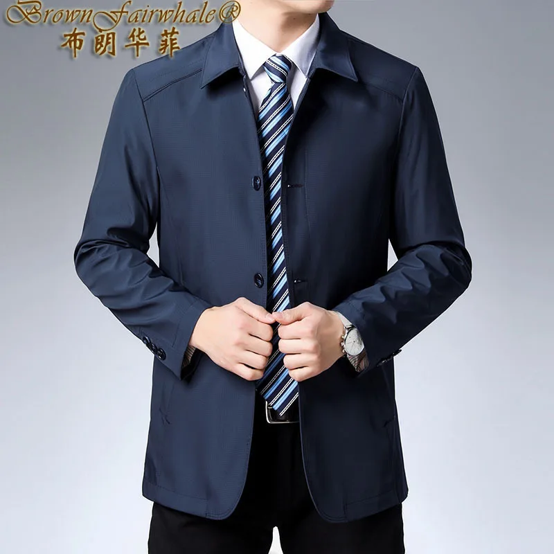 

Brownfairwhale Spring New Style Solid Color Middle-aged Fold-down Collar Jacket MEN'S Casual Jacket Thin Daddy Clothes