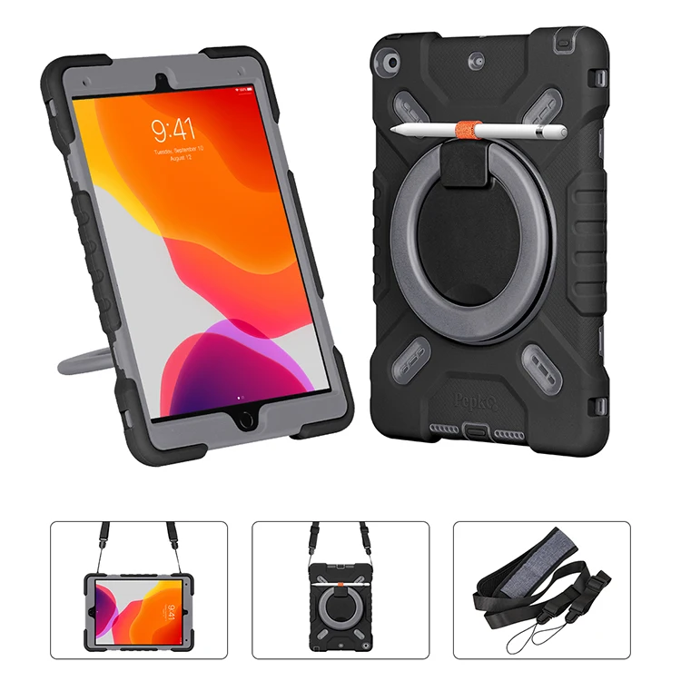 

For iPad 7th Generation Case PC + Silicone for iPad 10.2 iPad Air 10.5 inch Protective Cover with Pencil Holder shoulder Strap