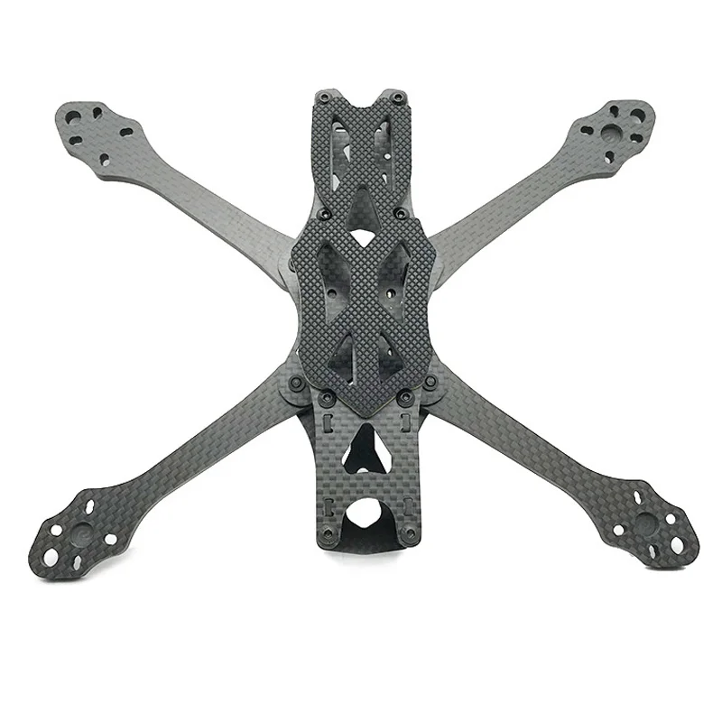 Châssis RC APEX-5 5 pouces 225mm avec stack électronique et moteurs installés, prêt pour le vol.