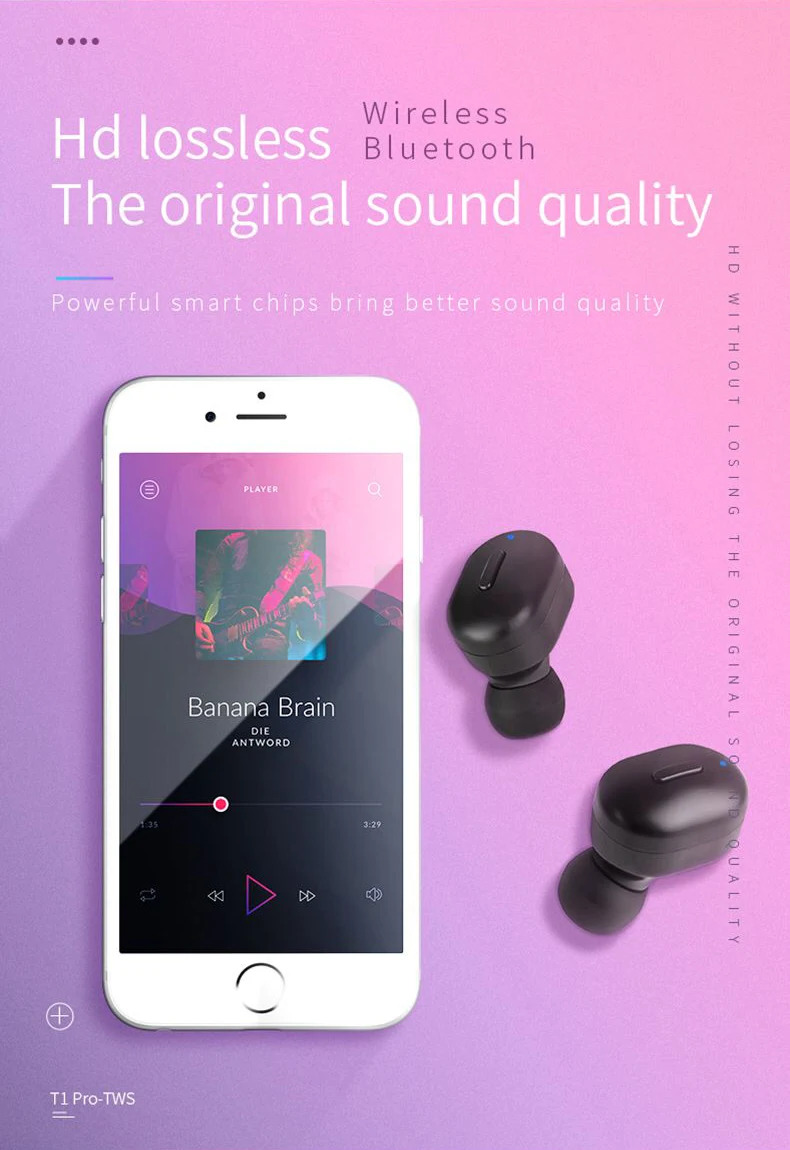 2 шт. Bluetooth наушники TWS T1 профессиональная гарнитура 5,0 беспроводные наушники 3D стерео громкой связи с микрофоном наушники Водонепроницаемая зарядная коробка