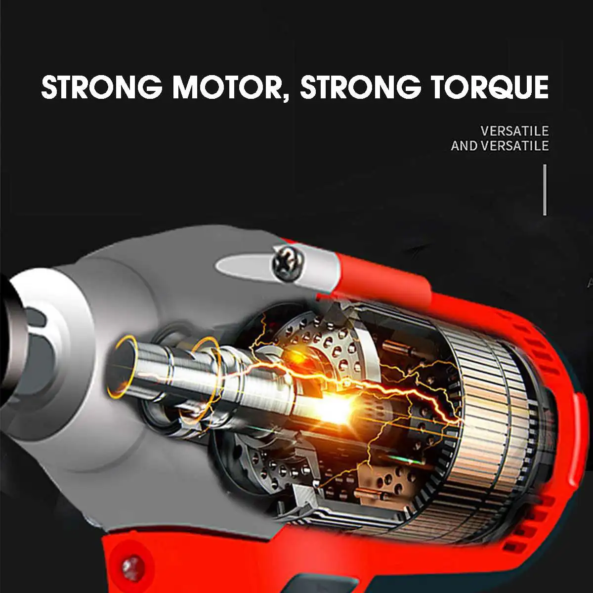 Drillpro Electric Wrench 98VF Repair Electric Drill Screwdriver High Efficiency Pressureless Motor w/Li Battery with LED light