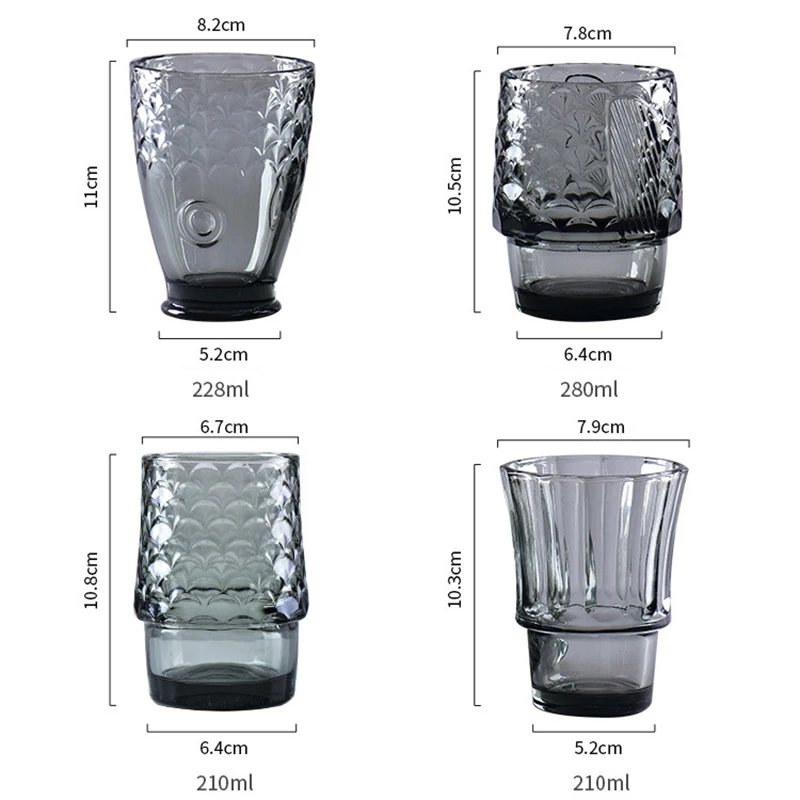 4Pcs/set Creative Koi Fish Cup Fish Shaped Glass Set Stackable Shaped Water Cup Household Water for Wedding Party Gift
