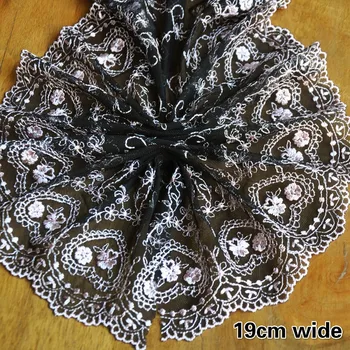 

Black Delicate Flower Embroidered Water Soluble Lace Fabric DIY Children's Dress Costumes Decorative Scarf Material Dentelle