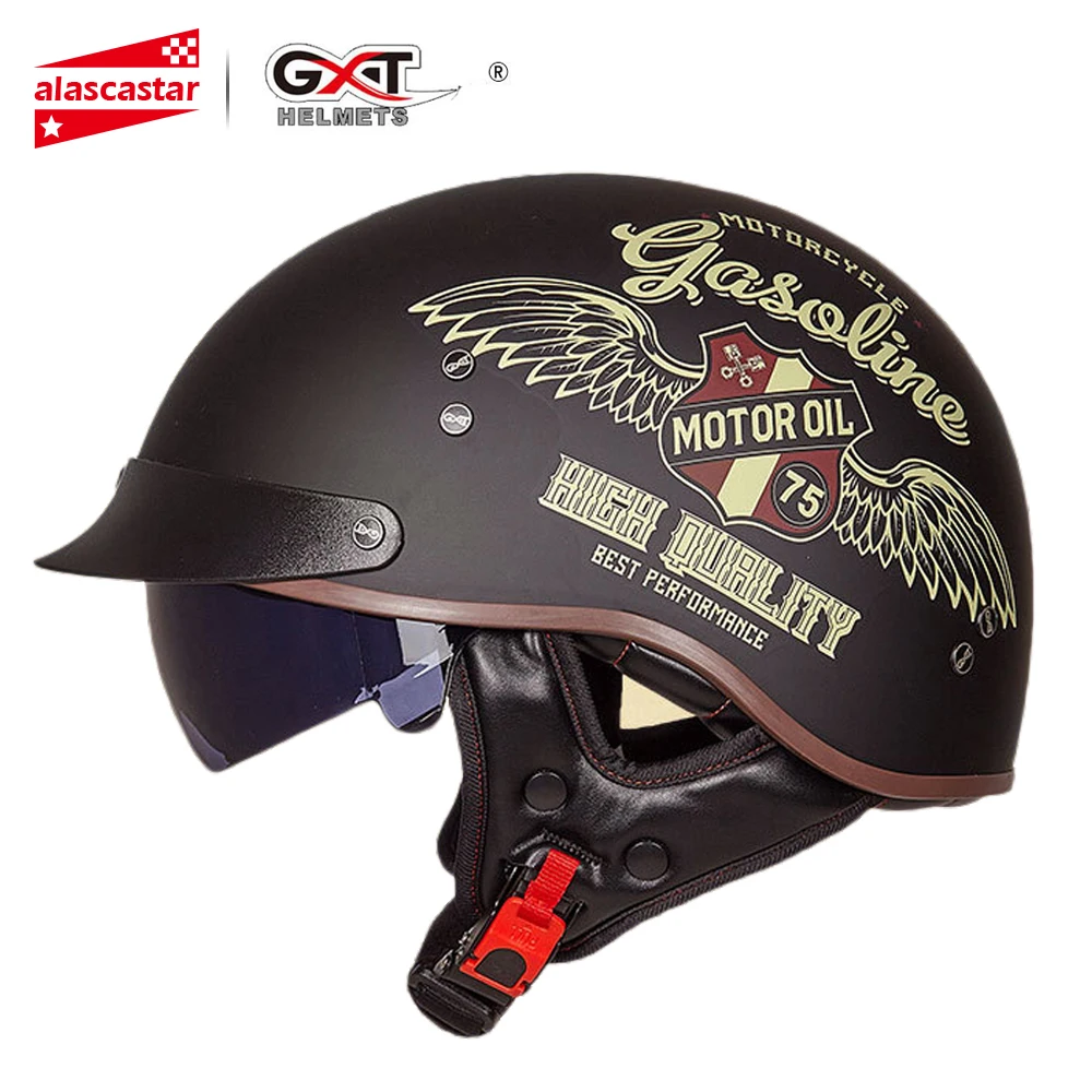 GXT Ретро мотоциклетный шлем, винтажный шлем Casco, мотоциклетный шлем с открытым лицом, мотоциклетный гоночный шлем для верховой езды, с сертификацией в горошек