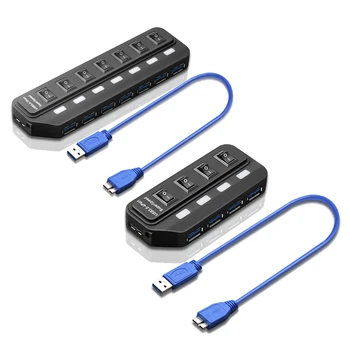 

USB 3.0 Hub High Speed 4/7 Ports USB Hub Mini USB Splitter with Individual Power Switches 3 Hab Use Power Adapter Hub for PC