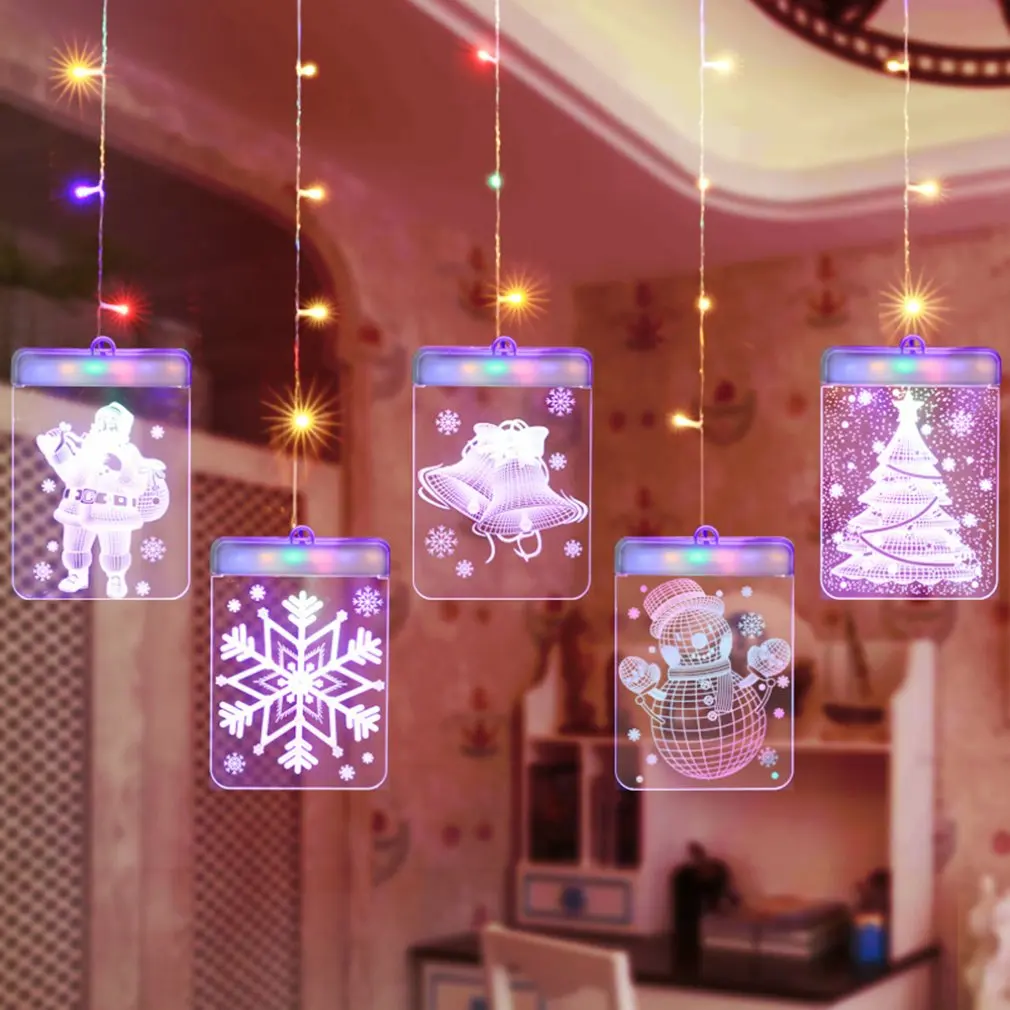 

Led Christmas Light Room Decoration Christmas Day Decoration Lantern Star Light 3D Shape Curtain Ice Strip Light String