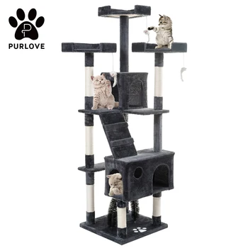 

175cm Large Cat Scratcher Kitten Tree Tower for 2-3 Cats with 8 Scratching Posts Pet Climbing Activity Centre Play House Toy