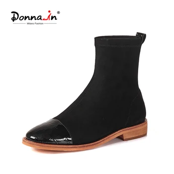 

Donna-in Women Genuine Leather Shoes For Winter Boots Women Casual Pointed Toe Platform Boots Ankle Boots Female Shoes