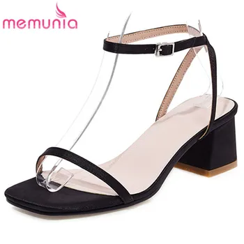 

MEMUNIA 2020 hot sale women sandals silk ankle buckle square heel casual party shoes simple fashion summer sandals ladies
