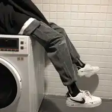 UYUK2019 зимние повседневные Модные мужские трендовые свободные брюки больших размеров с тепловым карманом карго, Мужская Уличная одежда