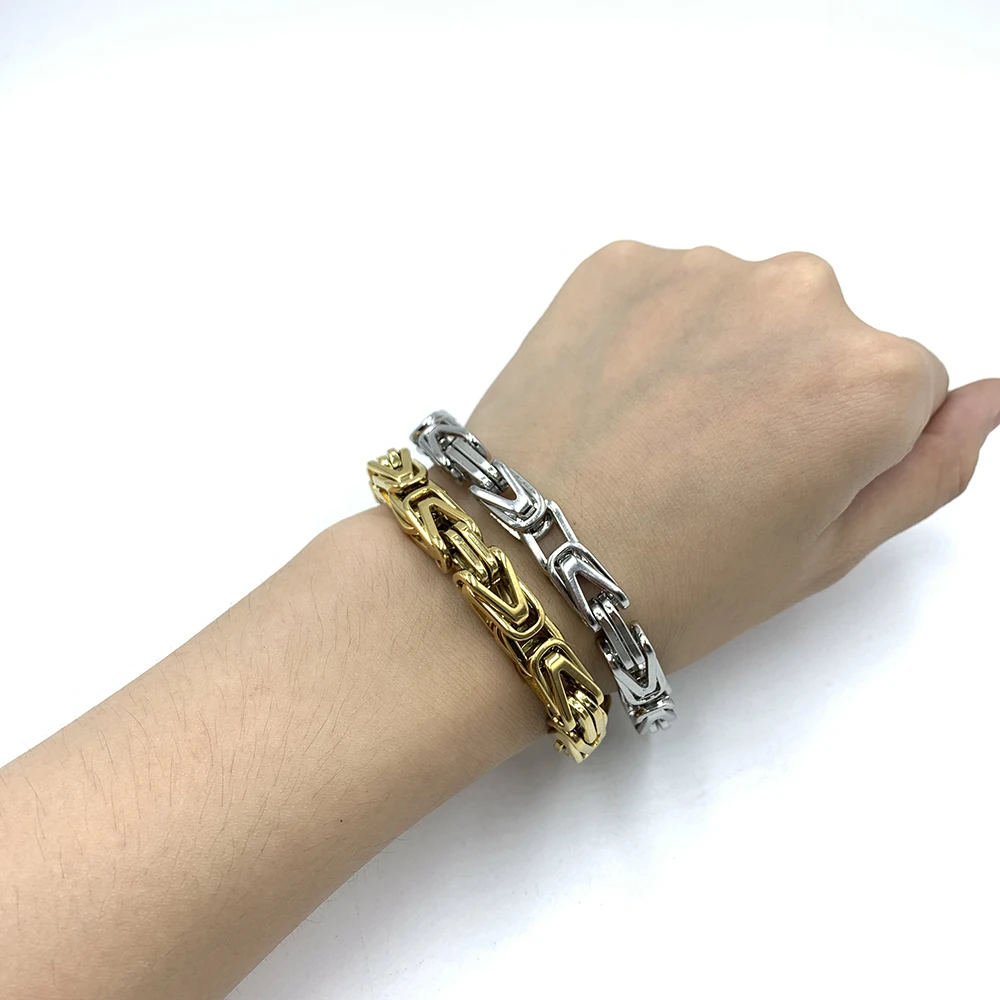 Титановые Ювелирные изделия стиль нержавеющая сталь браслет-цепочка 8 мм Византийский браслет подарки для мужчин и женщин