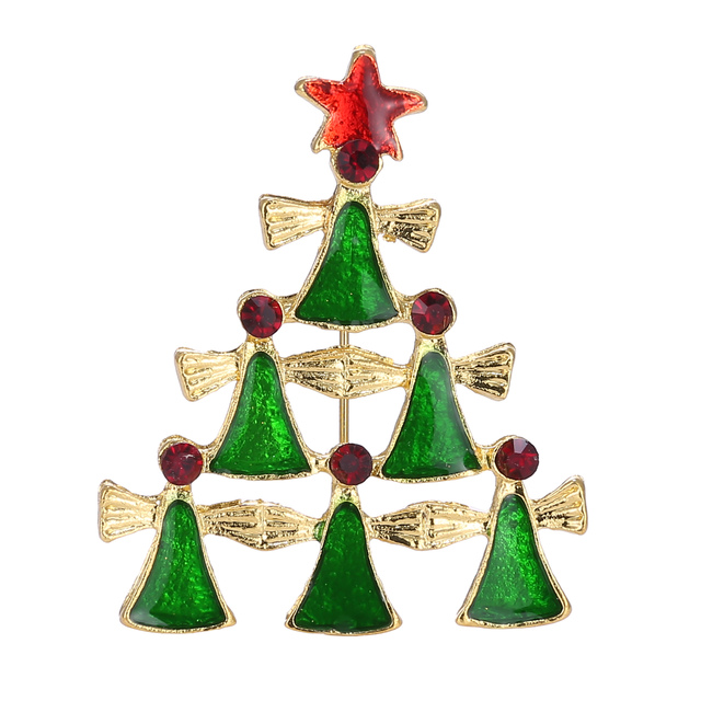 Christmas Tree Brooches for Women Rhinestone Inlay Fashion Jewelry Festival Brooch Pins Good Gift Winter Coat Cap Brooch Pin