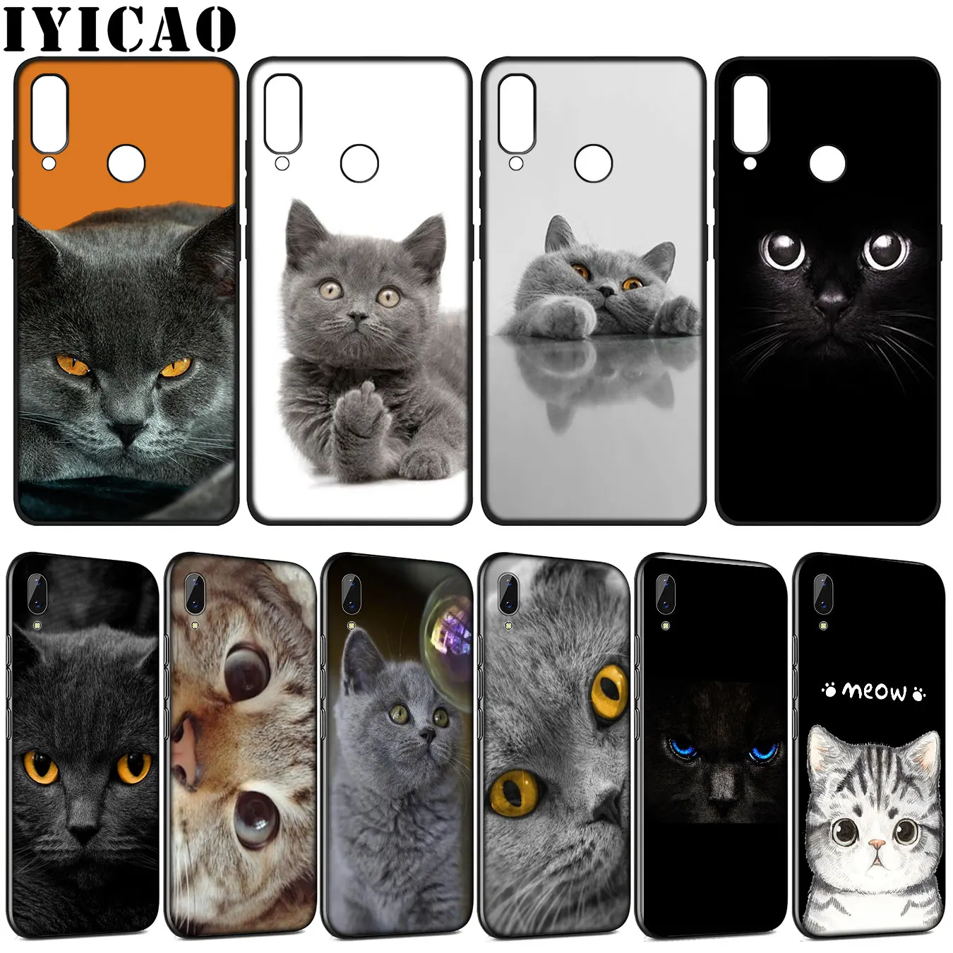 British Shorthair cat Top Meow Soft Case for Huawei Y9 Y7 Y6 Prime 2019 2018 Honor 20 10 9 9X 8C 8X 8 Lite 7C 7X 7A Pro |