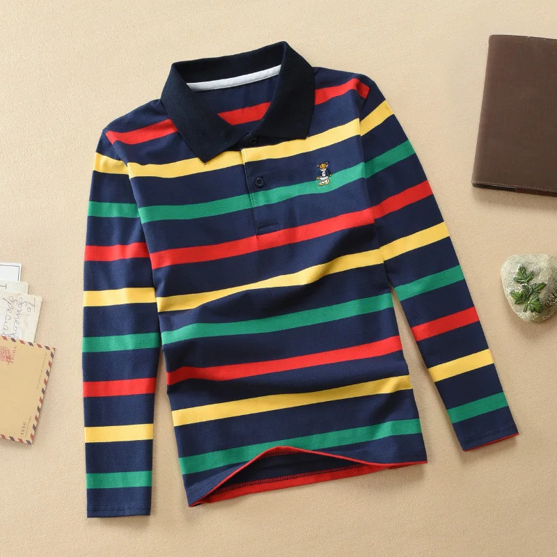 Spring and autumn boys long-sleeved T-shirt Korean T-shirt lapel polo shirt 100-170cm 6