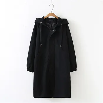 

Plus Size Female Windbreaker 2020 New Spring Korean Hooded Long Trench Coat Female Loose Large Size Women Basic Coats Clothing