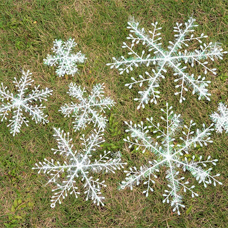 30 Stück Christbaumschmuck Schneeflocken 6 cm - 18 cm Weiß Kunststoff Kunstschnee Weihnachtsdeko Home Silvester Party Deko_voghion.com