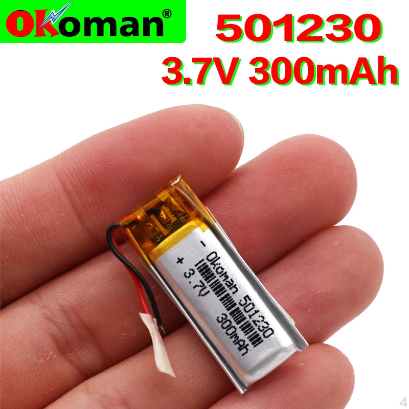 Новый 3 7 V 300mAh 501230 полимерный перезаряжаемый литий аккумулятор для мобильных