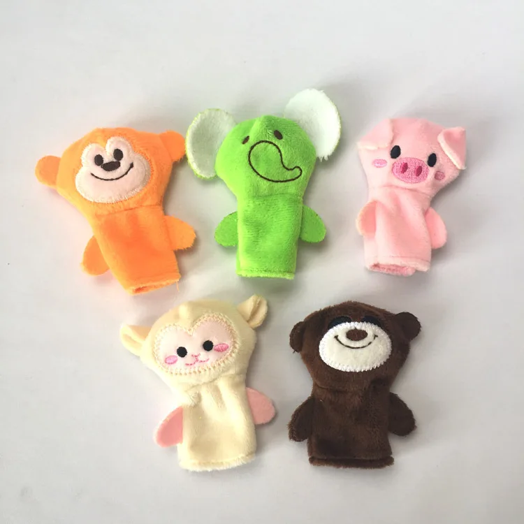 Hand finger puppets plush set family animal dolls cartoon child baby talking story toy