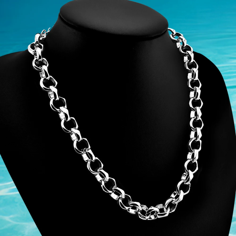 

Fashion men jewelry.wide circular hexagon man necklace,silver sterling 925 necklace.Cool male style men accessories wide 13.5mm