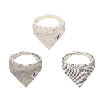 

LAT LEE AND TOWN 3pcs Baby Bibs For Boy&Girl Adjustable Snap Infant Triangle Burp Cloths Scarf Baby Eating Accessory 30*42*30cm