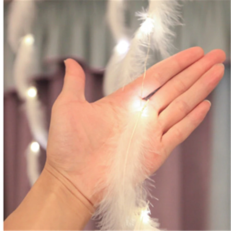 US $18.90 Feather String Led Lights Decoration Fairy String Light AA Battery Powered Remote Control Decor Bedroom Living Room Curtain