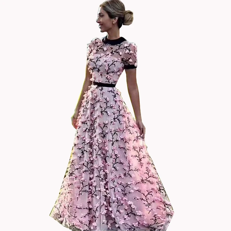 Длинные розовые с высоким вырезом арабские вечерние платья Vestidos de festa вечернее платье Abendkleider выпускное платье
