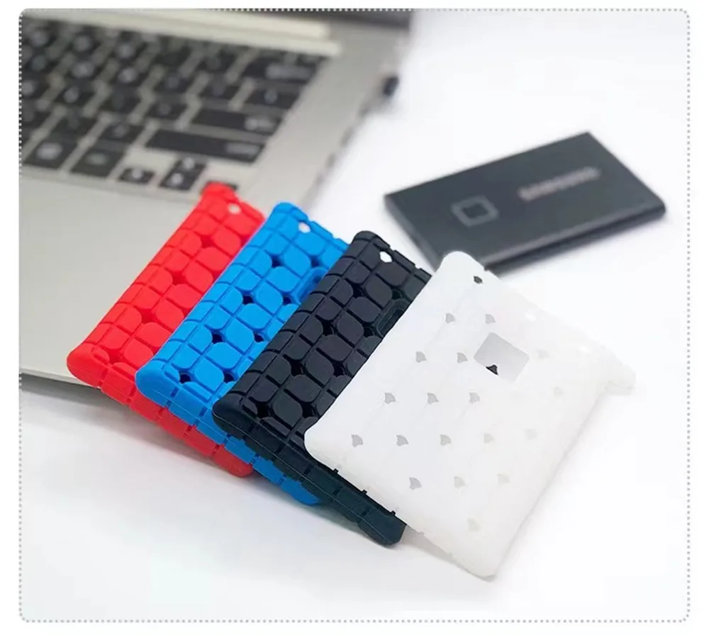 Compact Protective Storage Case with Silicone Cover for Portable SSD External Drives