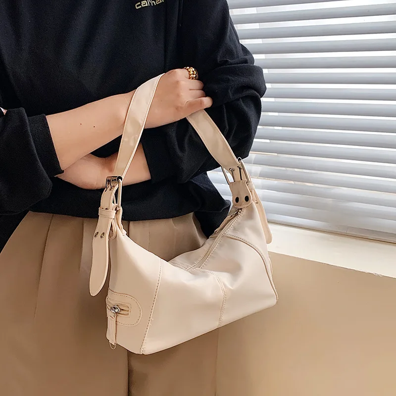 Solid Color Oxford Cloth Shoulder Bags Women Zipper Underarm Bag Elegant Ladies Shopping Top-handle Handbags Hot Sale