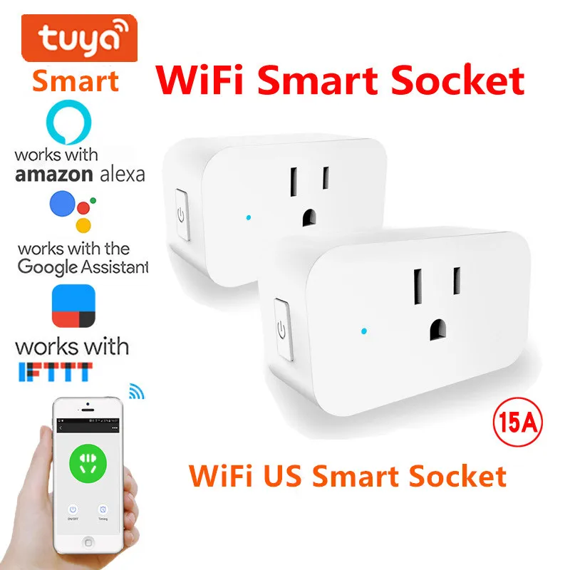 WiFi умная розетка Alexa Echo Voice Timing Socket US Smart Plug Поддержка Tuya Graffiti