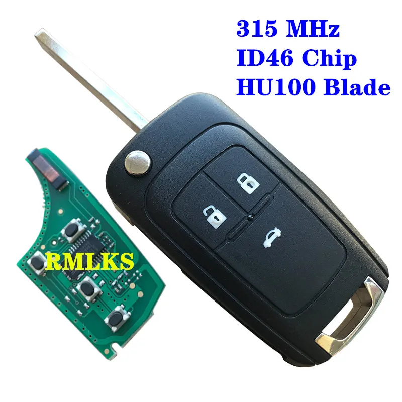 3 кнопки автосигнализации дистанционного ключа костюм для Chevrolet Malibu Cruze Aveo Spark Sail 315/433 МГц складной пульт дистанционного управления Fob ID46 чип - Цвет: 315Mhz