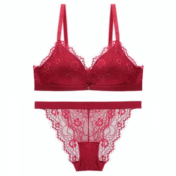 

Push Up Women Bra Set Thin Ladies Sexy Lace Underwear Lingerie Stripper Wire Free