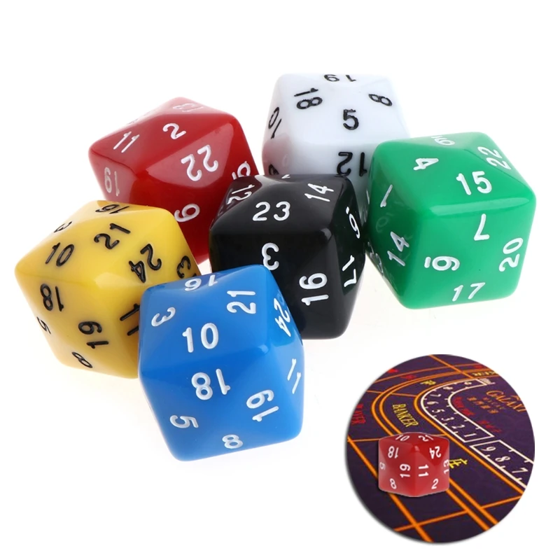 6pcs 24 Sided Resin Number Dice Family Party Bar Board Game DND Accessories