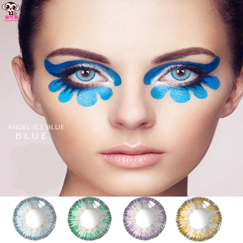 Taoqihou контактные линзы серии 2 шт./пара Angel Iceblue косметические мягкие цветные для