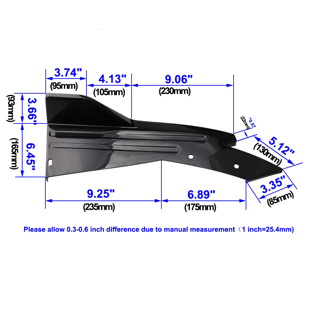 Universal Rear Bumper Spoiler Canard Fin Diffuser Winglet Side Skirt Lip Wing Trim Wrap Angle Splitter Guard Pretective 1 Pair
