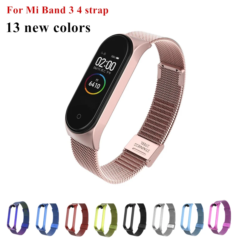 Металлический Безвинтовой браслет из нержавеющей стали для Xiaomi Mi Band 3 4 на