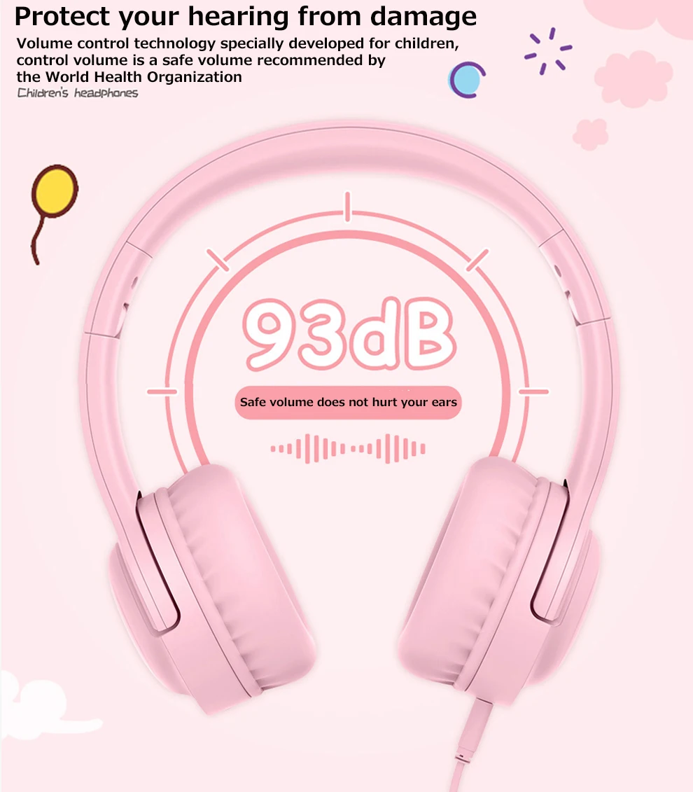 JINSERTA Children Headphone Foldable Child Earphone Wire Control Wired Phone Boy Girl Headset with Microphone Kids Headsets Gift